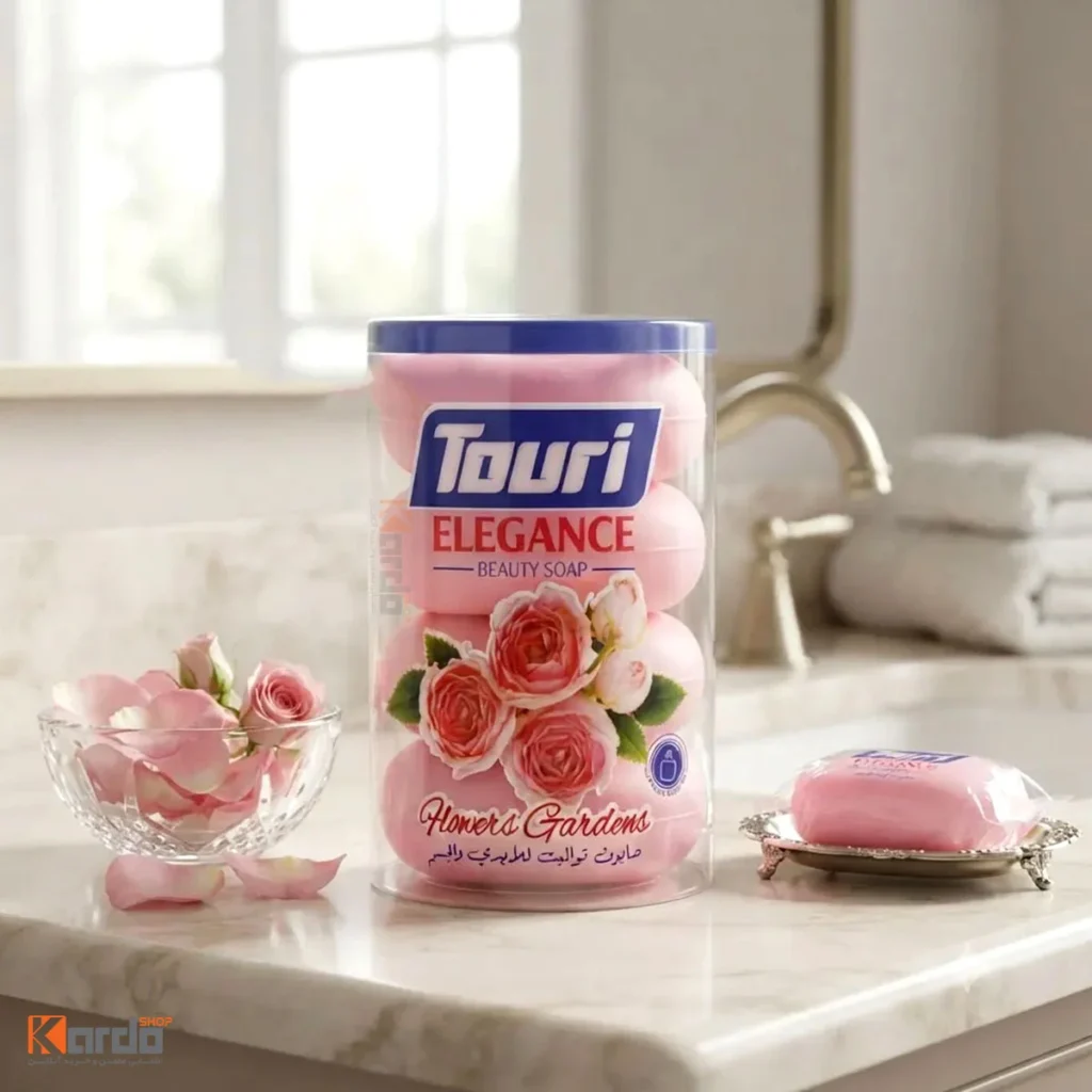 صابون شستشو مرطوب کننده بدن توری مدل گل رز وزن 100 گرم بسته 4 عددی
