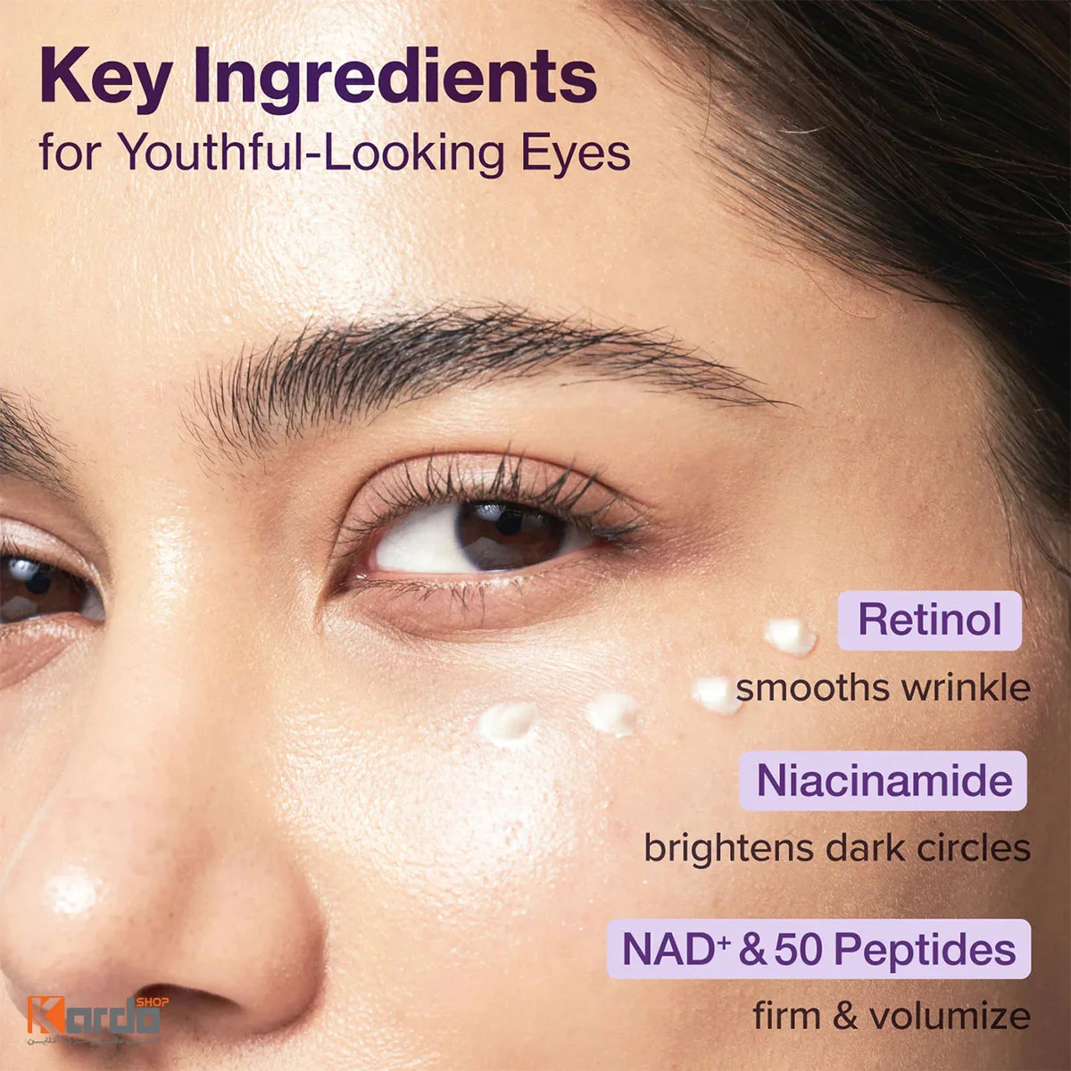 ویژگی های کرم دور چشم ضد چروک نامبوزین مدل No.9 NAD+ Retinol