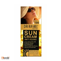 کرم ضد آفتاب بی‌رنگ دکتر راشل SPF 100 مدل Anti Aging مناسب انواع پوست 80 میلی‌لیتر