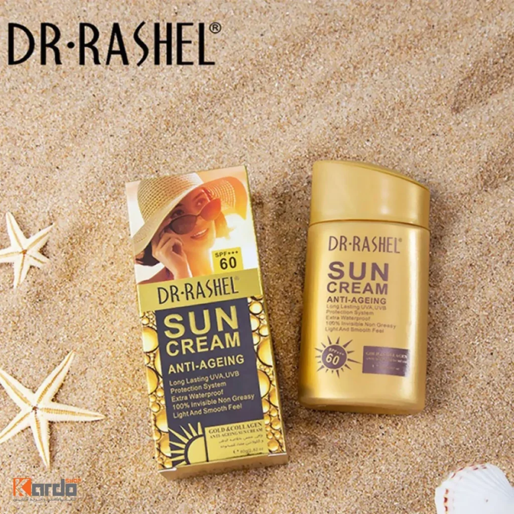 کرم ضد آفتاب بی‌رنگ دکتر راشل SPF 60 مدل Anti Aging مناسب انواع پوست 80 میلی‌لیتر-