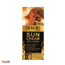 کرم ضد آفتاب بی‌رنگ دکتر راشل SPF 75 مدل Anti Aging مناسب انواع پوست 80 میلی‌لیتر