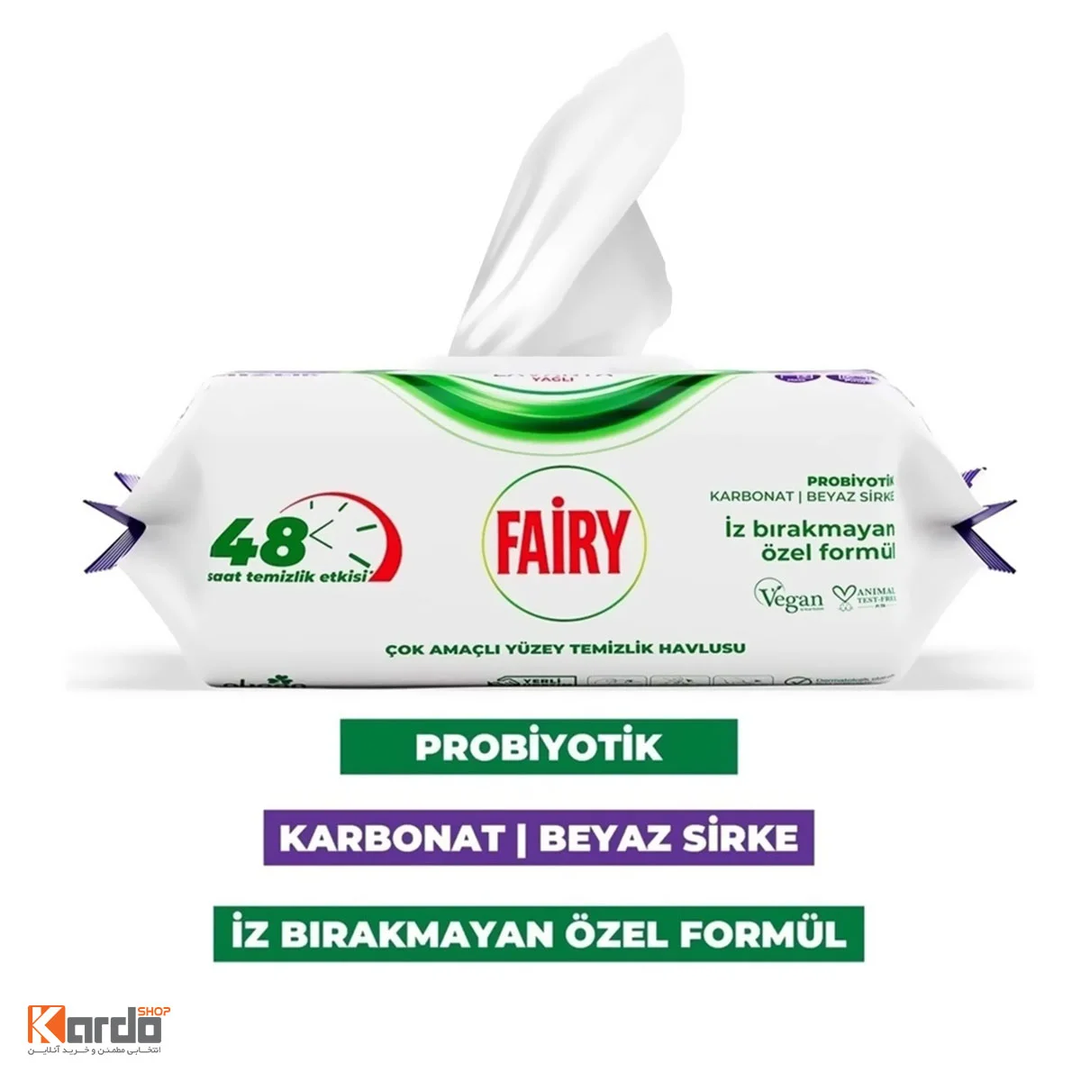ویژگی های دستمال مرطوب چند منظوره فیری Fairy با رایحه اسطوخودوس بسته 100 عددی