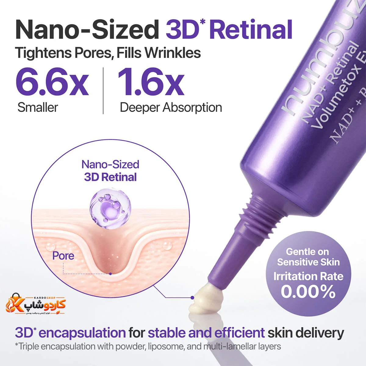 کرم دور چشم نامبوزین شماره 9 مدل NAD+ Retinal Volumetox حجم 20 گرم-4